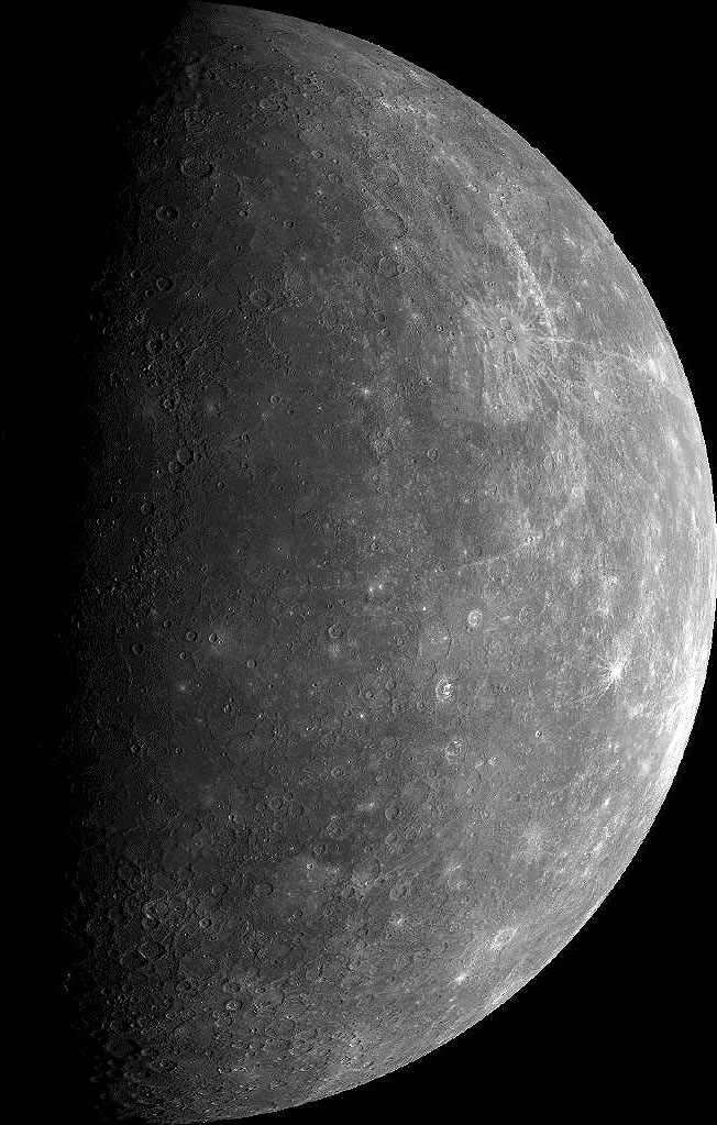 Mariner 10 Outgoing view of Mercury - courtesy NASA