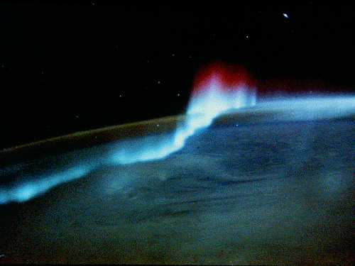 View of Aurora from Space Shuttle