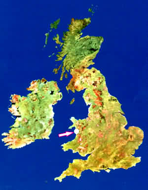 Arrow points to location of Mawddach Estuary