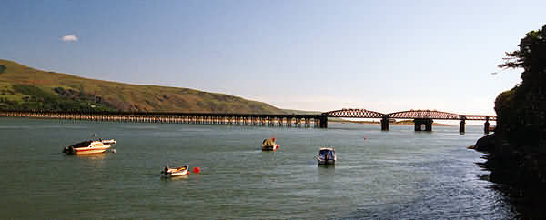 View of Barmouth Bridge from the old harbour