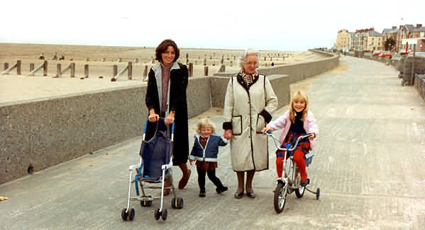 View of Barmouth Promenade after sea-return wall built