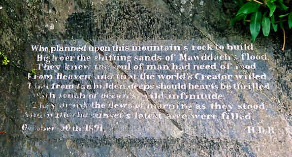 Poem engraved into rock below Dinas Oleu